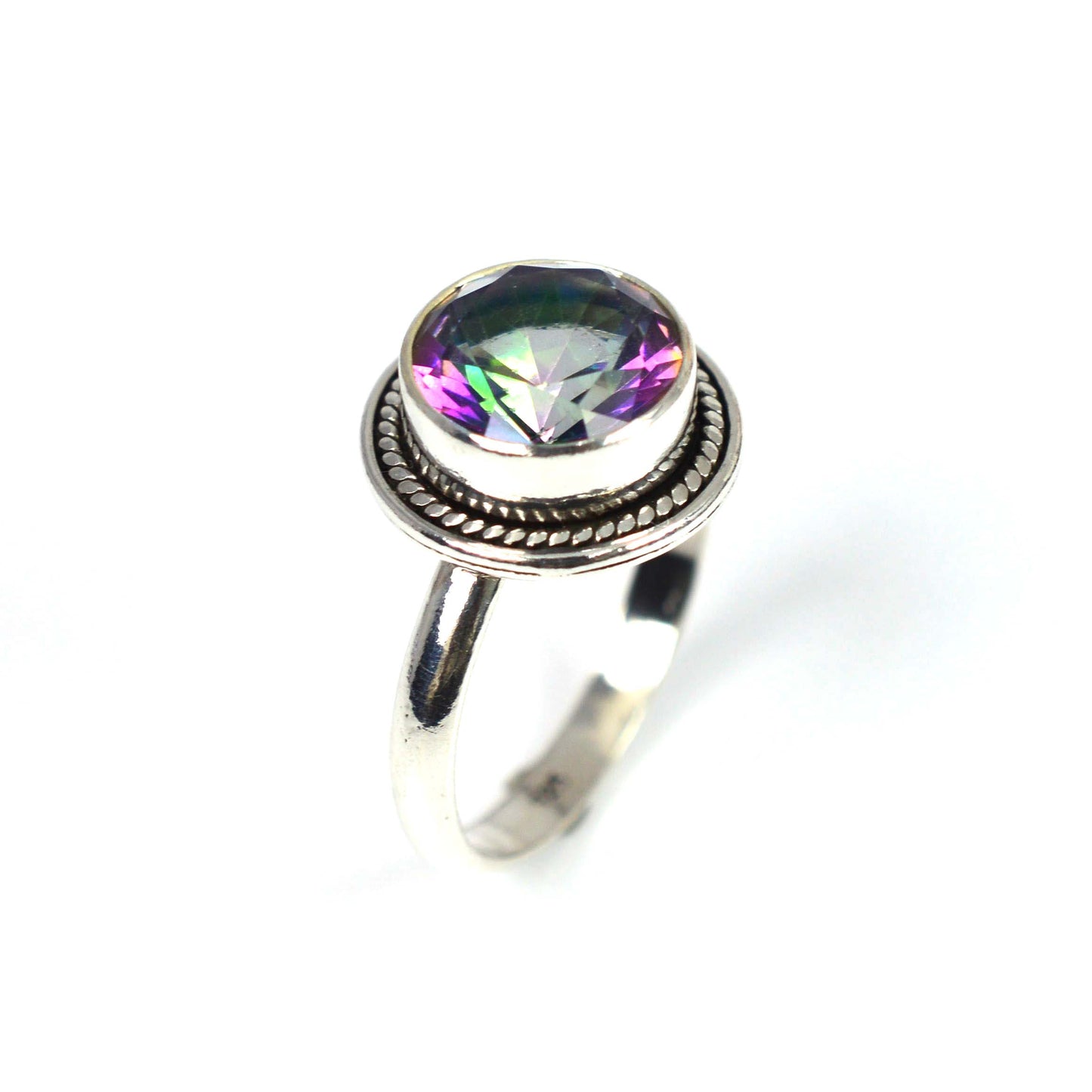 WHOLESALE 5PC 925 SOLID STERLING SILVER FACETED MYSTIC TOPAZ RING LOT