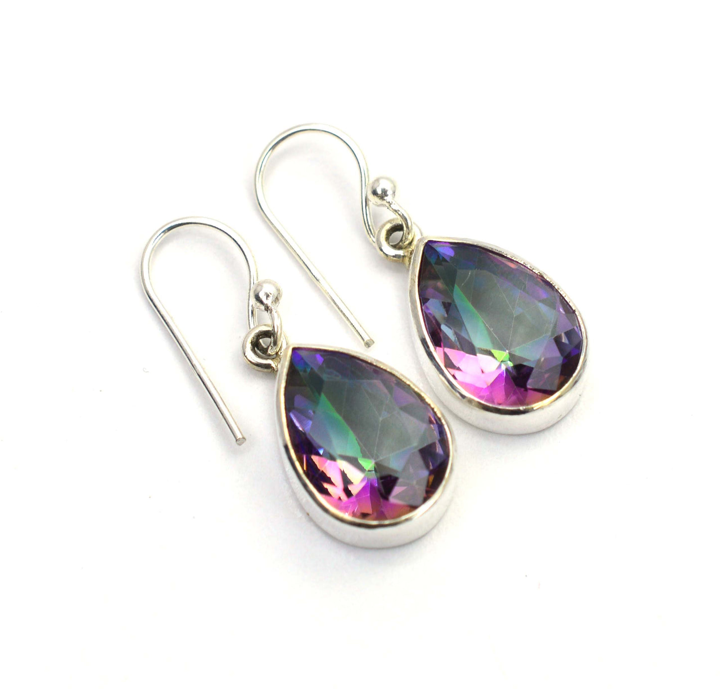 WHOLESALE 11PR 925 SOLID STERLING SILVER CUT MYSTIC TOPAZ HOOK EARRING LOT