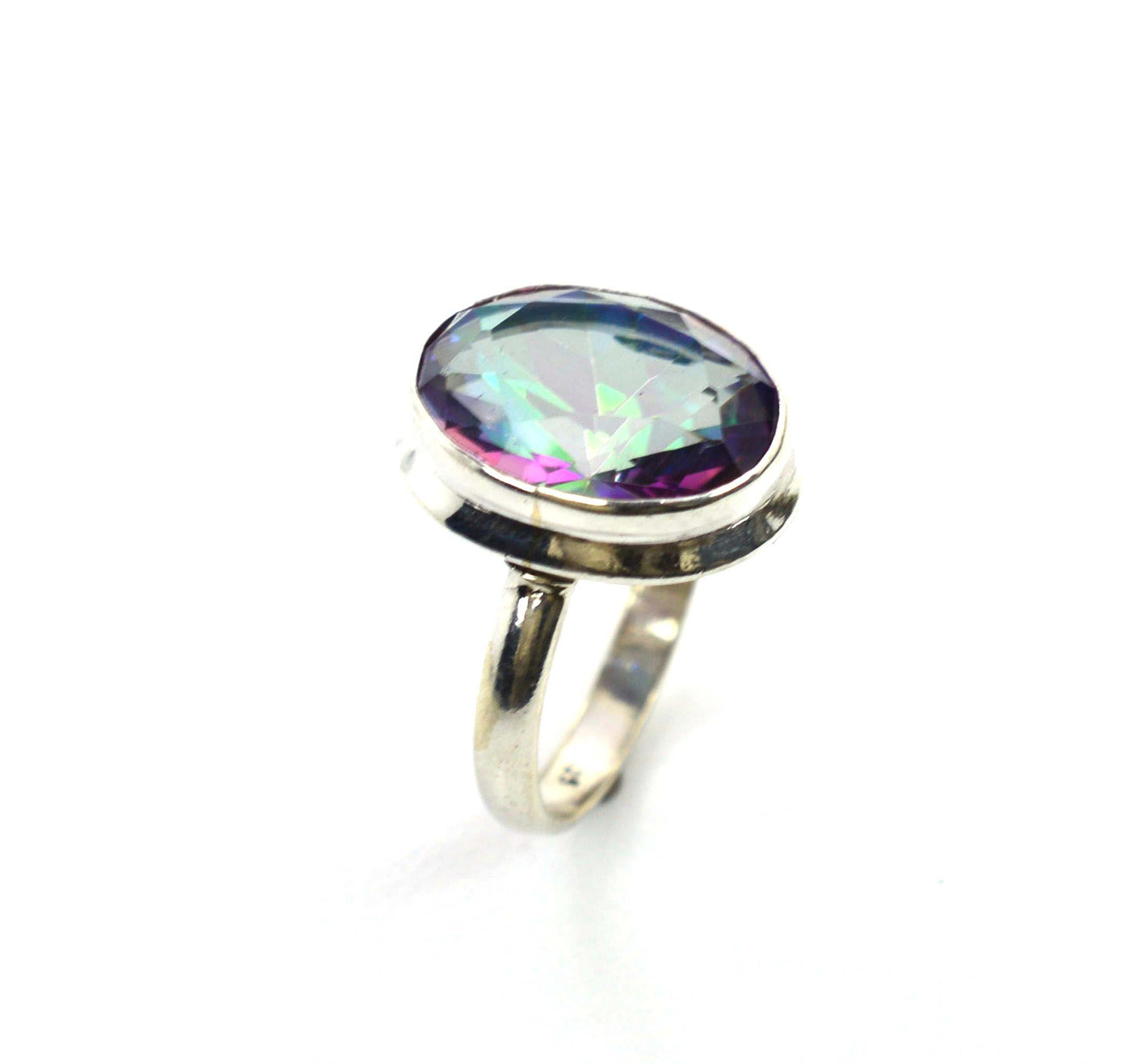 WHOLESALE 5PC 925 SOLID STERLING SILVER FACETED MYSTIC TOPAZ RING LOT
