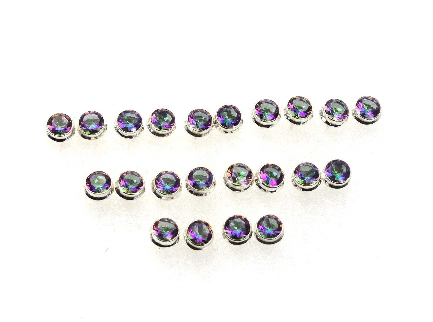 WHOLESALE 11PR 925 SOLID STERLING SILVER CUT MYSTIC TOPAZ STUD EARRING LOT