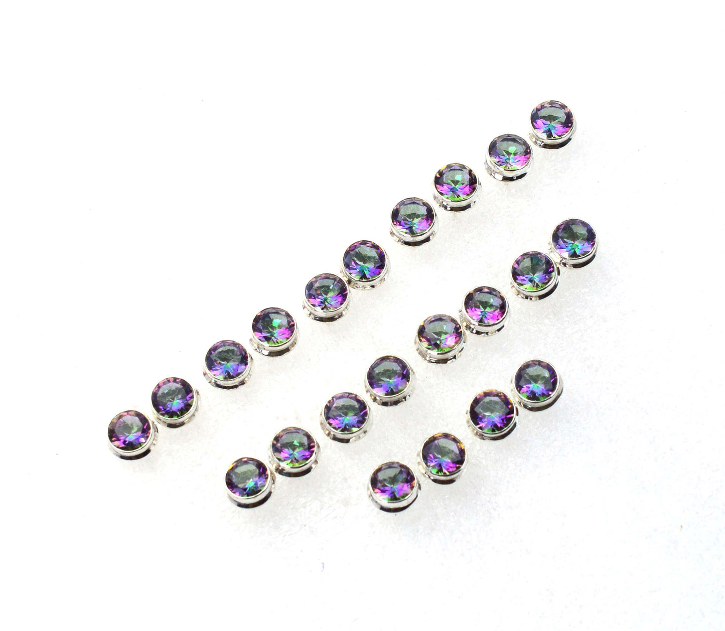 WHOLESALE 11PR 925 SOLID STERLING SILVER CUT MYSTIC TOPAZ STUD EARRING LOT