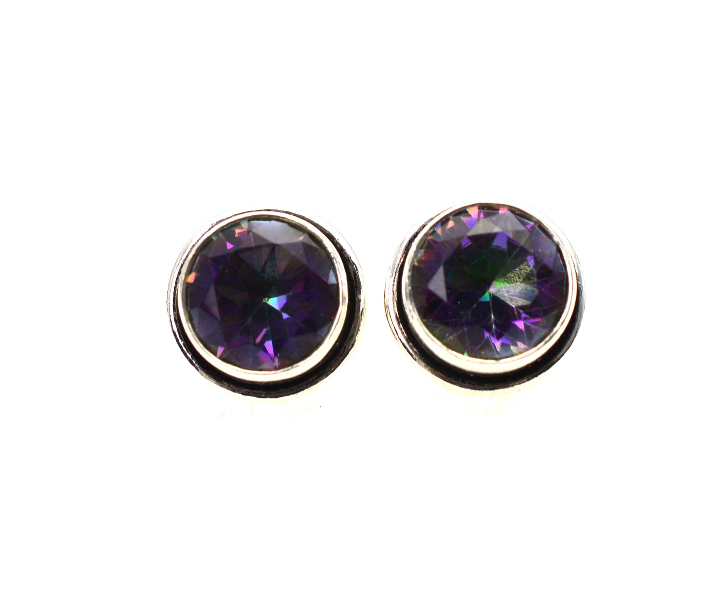 WHOLESALE 11PR 925 SOLID STERLING SILVER CUT MYSTIC TOPAZ STUD EARRING LOT