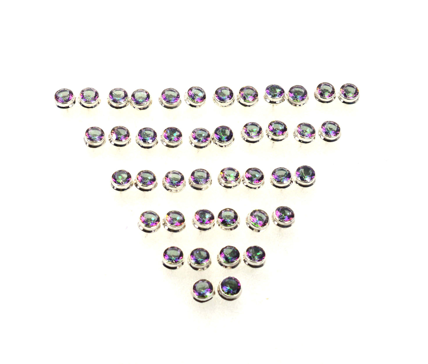 WHOLESALE 21PR 925 SOLID STERLING SILVER CUT MYSTIC TOPAZ STUD EARRING  LOT