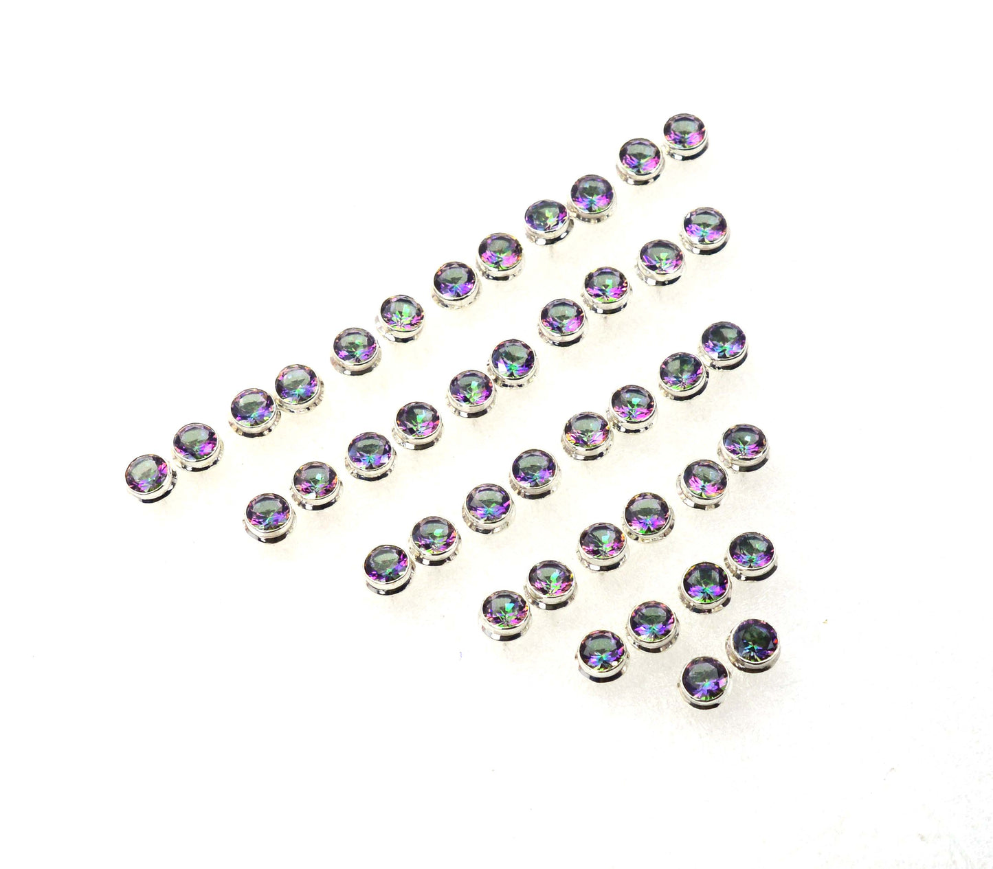 WHOLESALE 21PR 925 SOLID STERLING SILVER CUT MYSTIC TOPAZ STUD EARRING  LOT