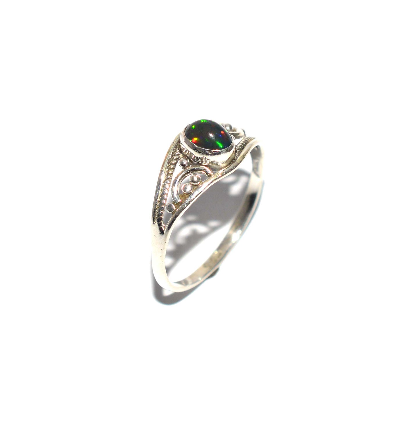 WHOLESALE 5PC 925 SOLID STERLING SILVER NATURAL BLACK ETHIOPIAN OPAL RING LOT