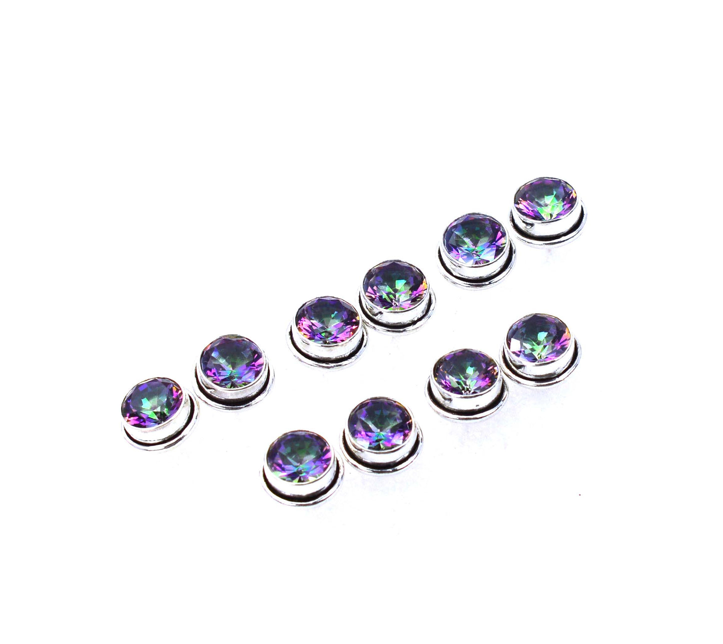 WHOLESALE 5PR 925 SOLID STERLING SILVER CUT MYSTIC TOPAZ STUD EARRING LOT