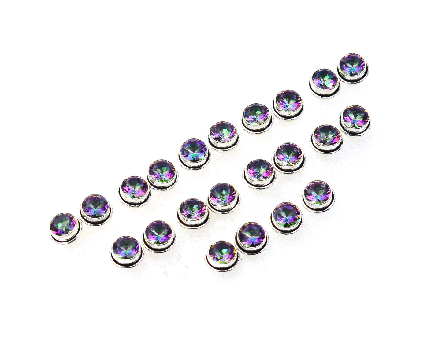 WHOLESALE 11PR 925 SOLID STERLING SILVER CUT MYSTIC TOPAZ STUD EARRING LOT