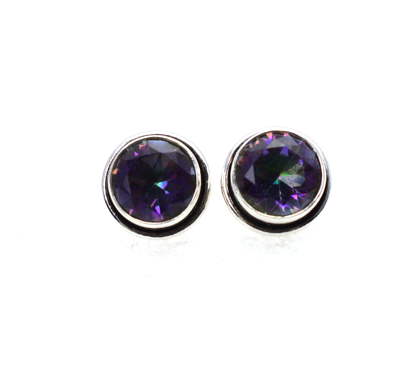 WHOLESALE 11PR 925 SOLID STERLING SILVER CUT MYSTIC TOPAZ STUD EARRING LOT