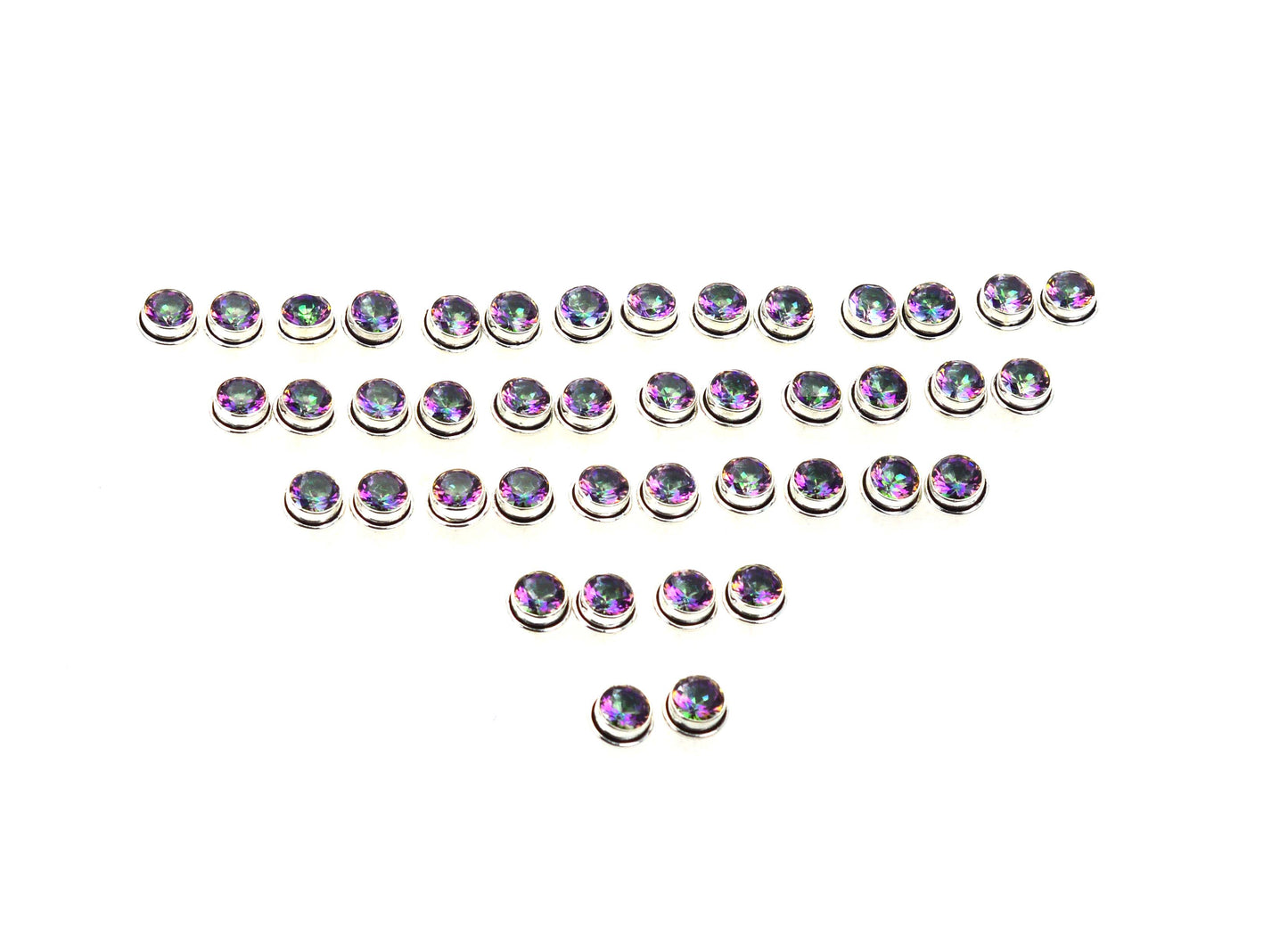 WHOLESALE 21PR 925 SOLID STERLING SILVER CUT MYSTIC TOPAZ STUD EARRING  LOT