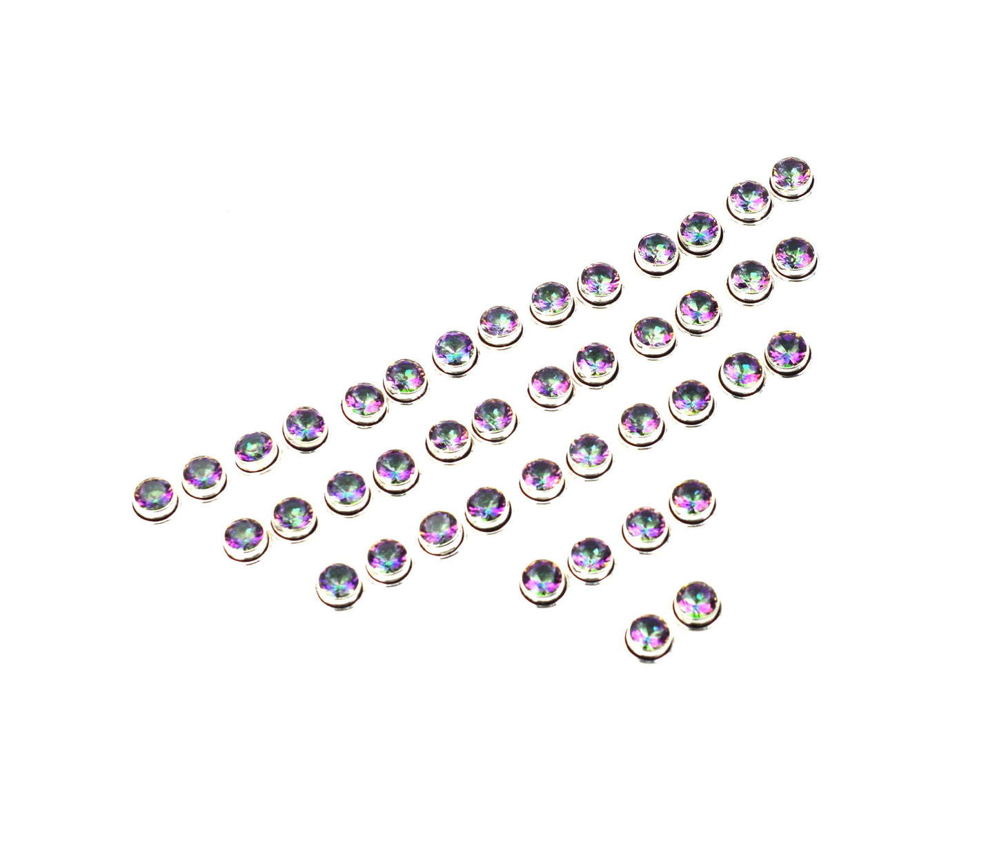 WHOLESALE 21PR 925 SOLID STERLING SILVER CUT MYSTIC TOPAZ STUD EARRING  LOT