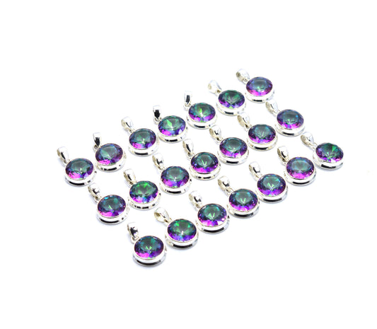 WHOLESALE 21PC 925 SOLID STERLING SILVER CUT MYSTIC TOPAZ PENDANT LOT