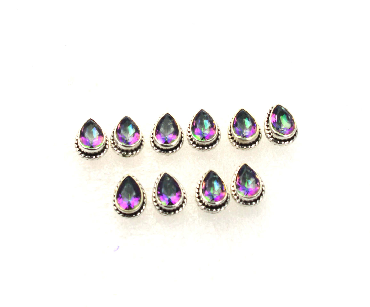 WHOLESALE 5PR 925 SOLID STERLING SILVER CUT MYSTIC TOPAZ STUD EARRING LOT