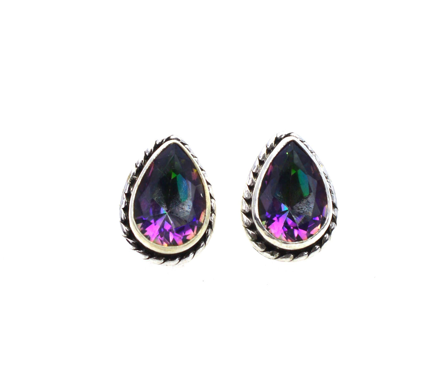 WHOLESALE 5PR 925 SOLID STERLING SILVER CUT MYSTIC TOPAZ STUD EARRING LOT