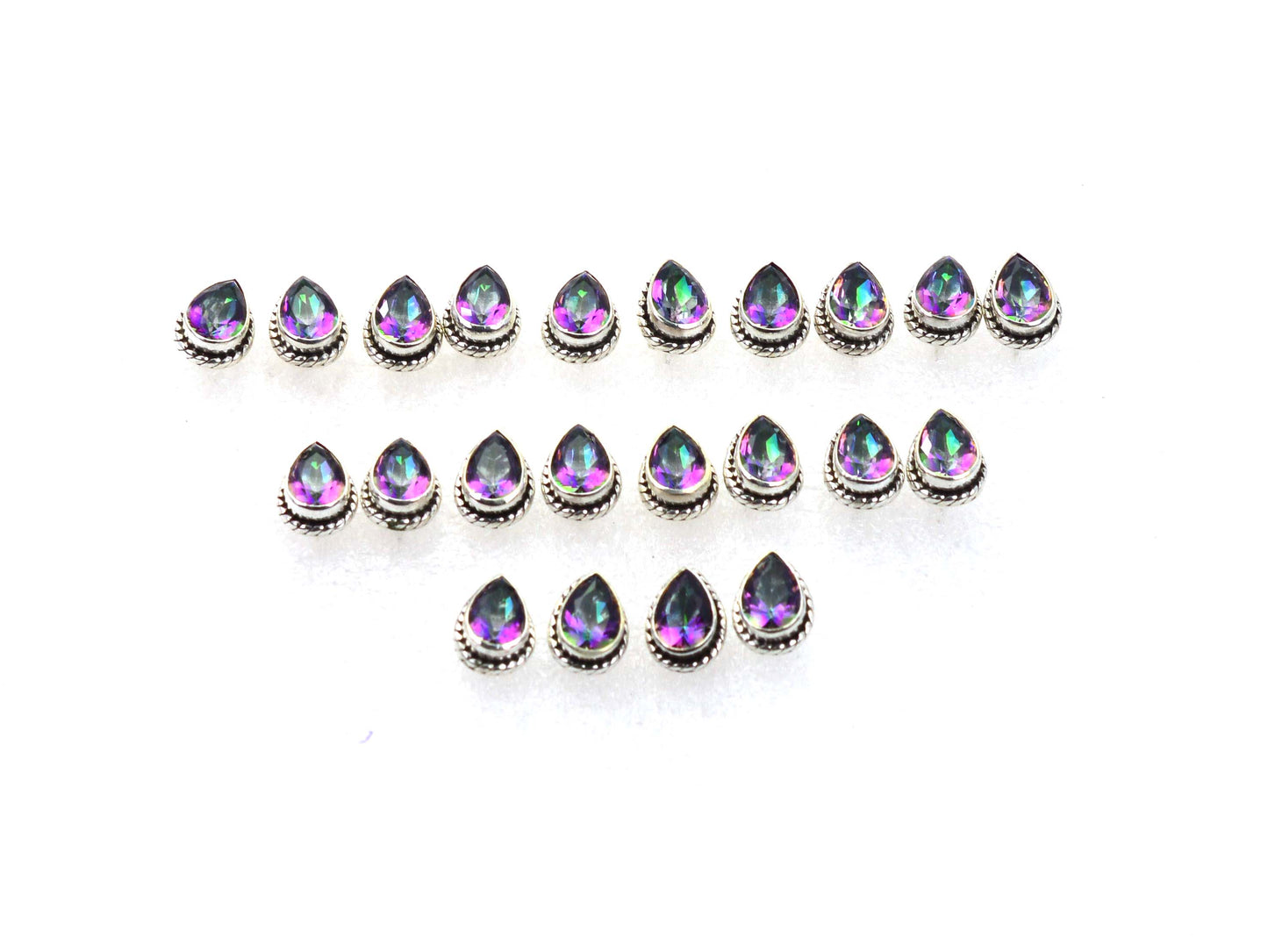WHOLESALE 11PR 925 SOLID STERLING SILVER CUT MYSTIC TOPAZ STUD EARRING LOT