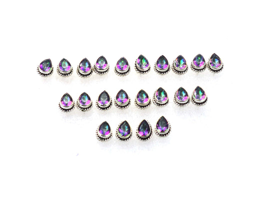 WHOLESALE 11PR 925 SOLID STERLING SILVER CUT MYSTIC TOPAZ STUD EARRING LOT