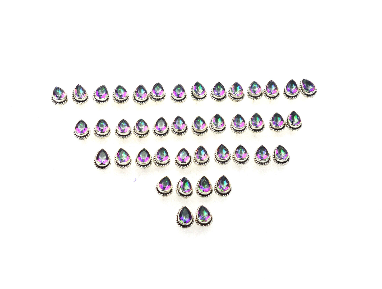 WHOLESALE 21PR 925 SOLID STERLING SILVER CUT MYSTIC TOPAZ STUD EARRING  LOT