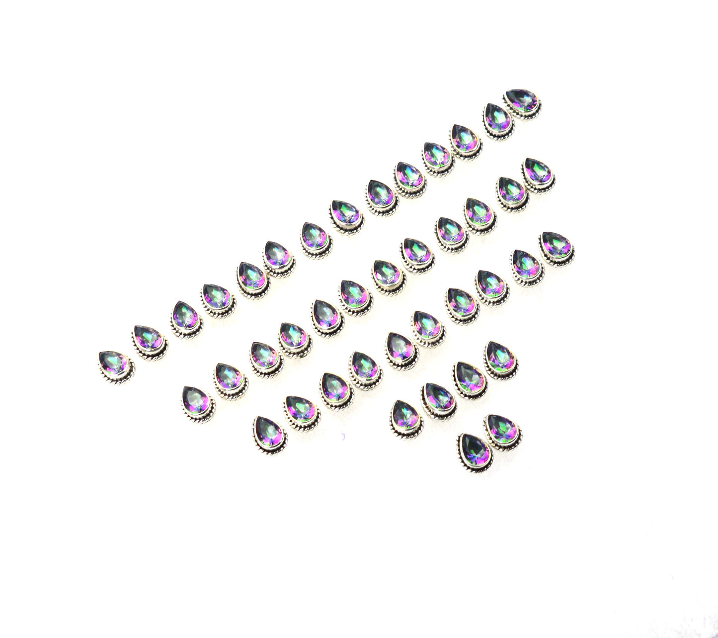 WHOLESALE 21PR 925 SOLID STERLING SILVER CUT MYSTIC TOPAZ STUD EARRING  LOT