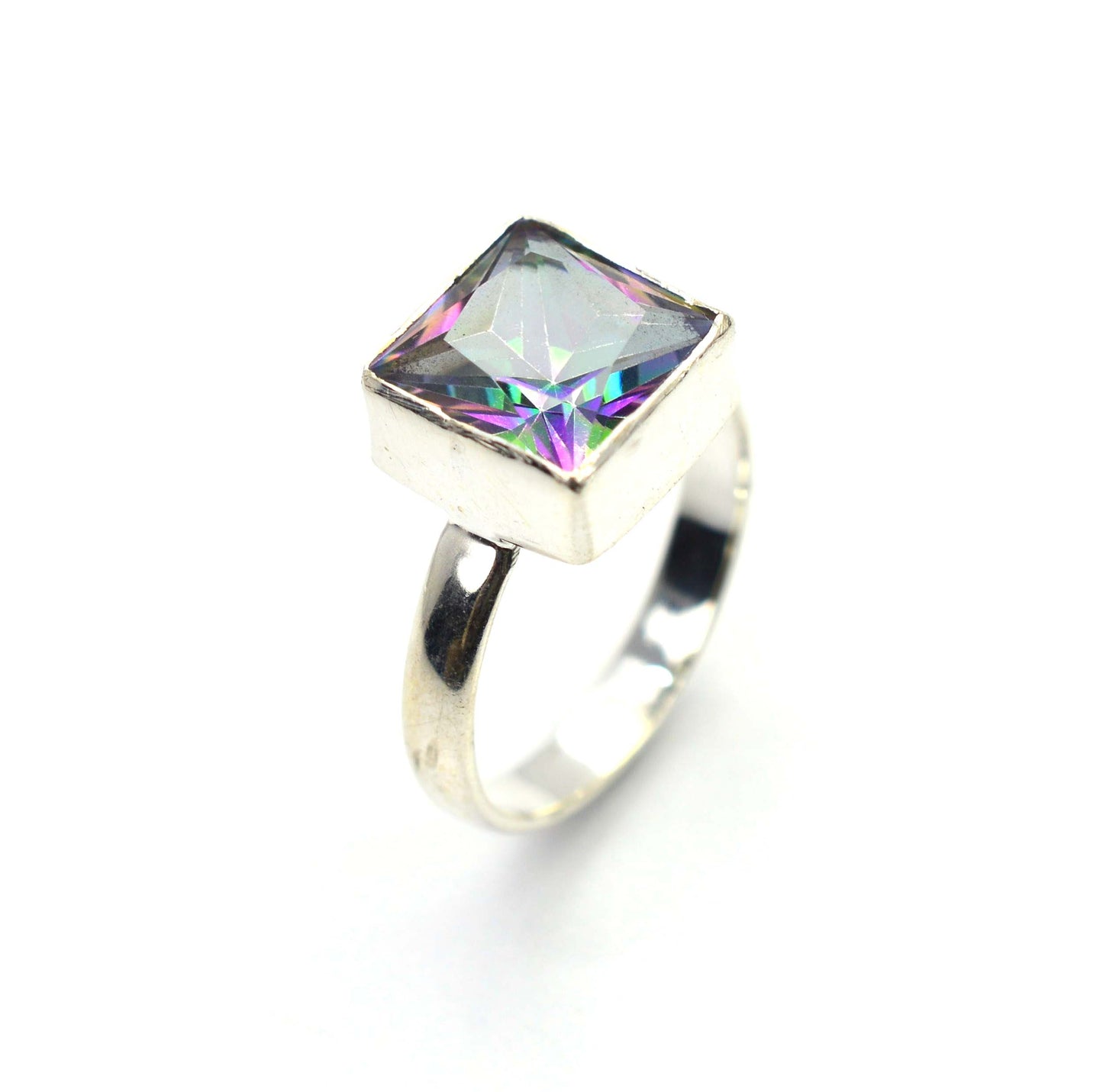WHOLESALE 5PC 925 SOLID STERLING SILVER CUT MYSTIC TOPAZ RING LOT