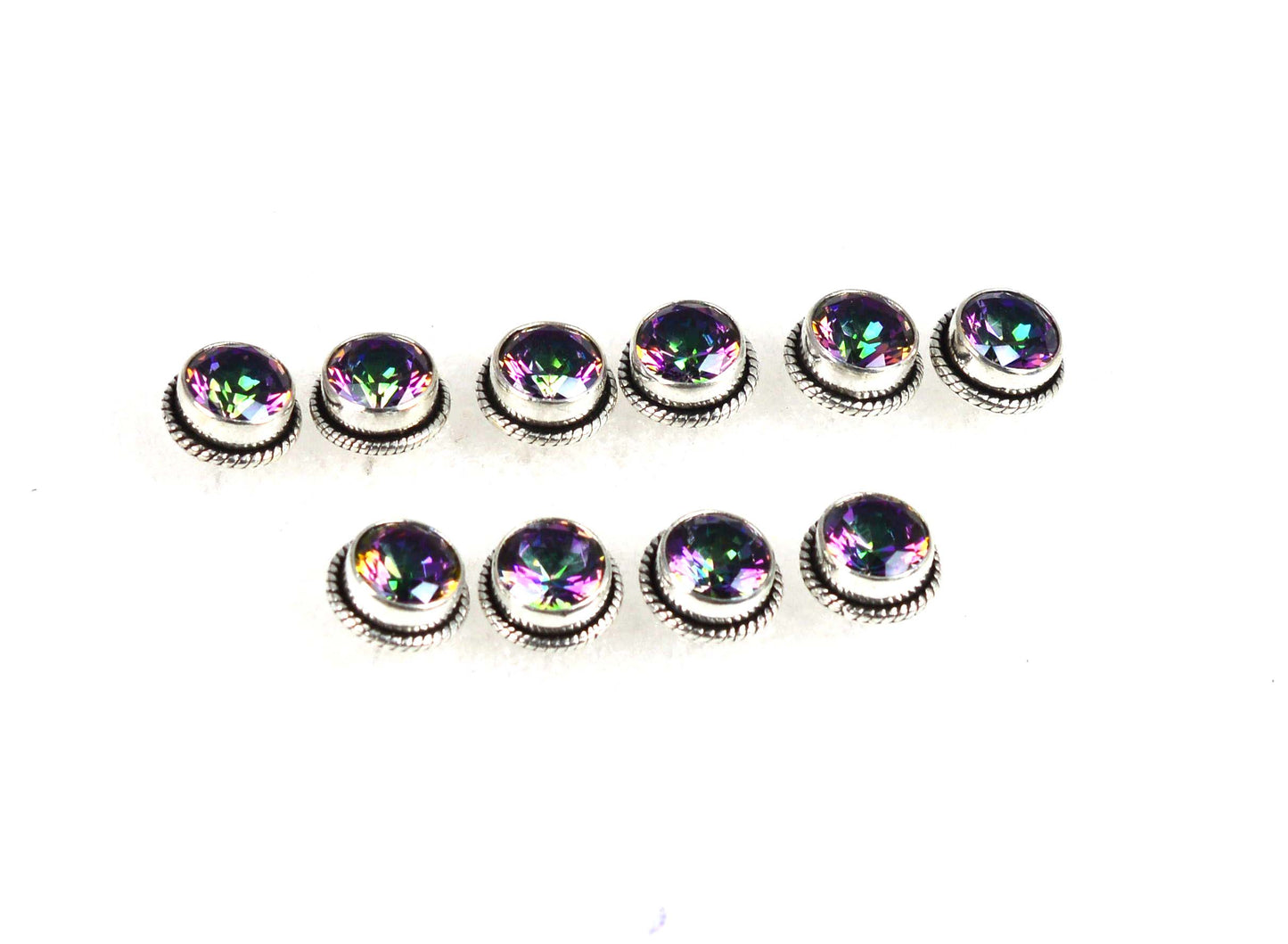WHOLESALE 5PR 925 SOLID STERLING SILVER CUT MYSTIC TOPAZ STUD EARRING LOT