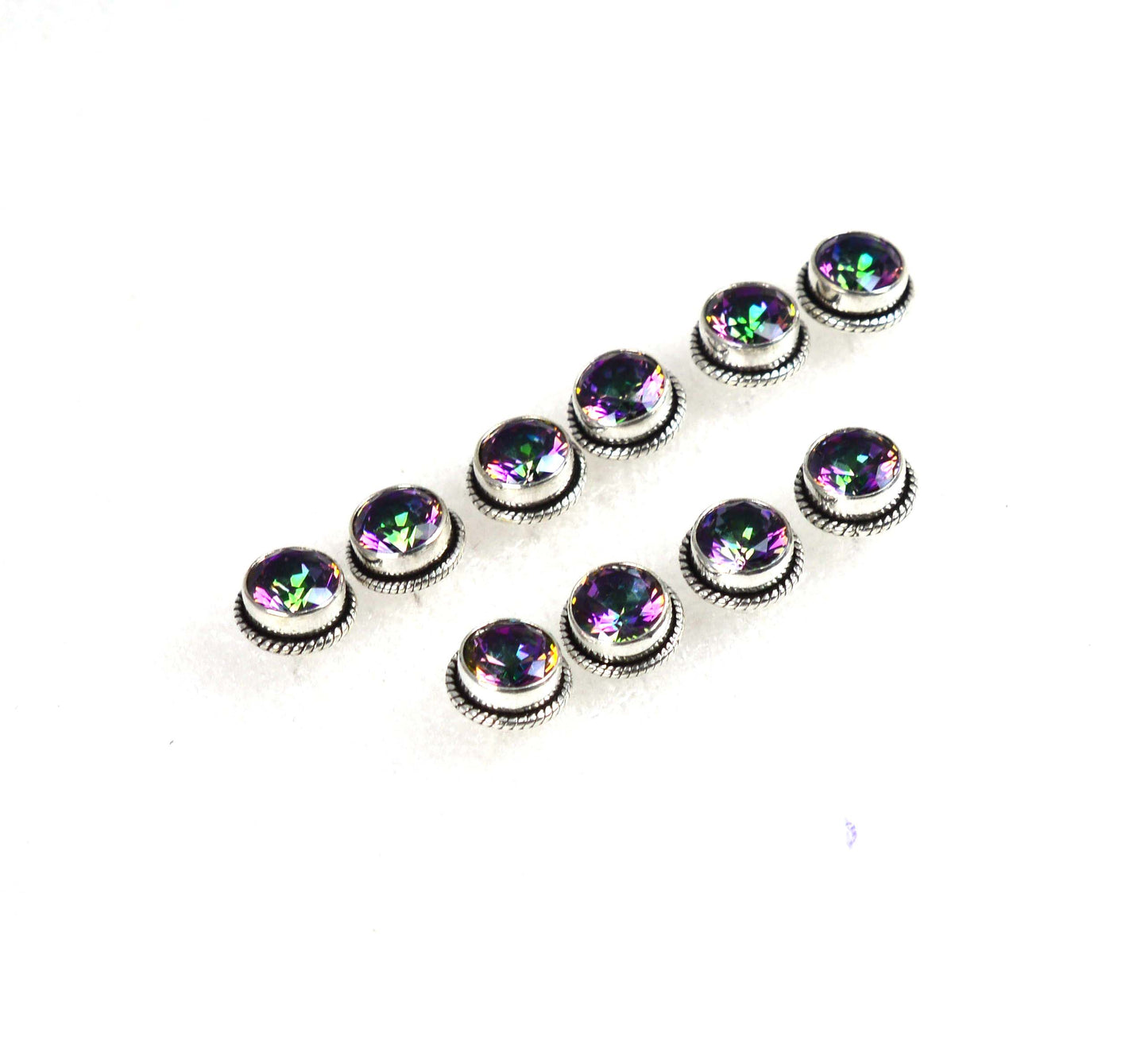 WHOLESALE 5PR 925 SOLID STERLING SILVER CUT MYSTIC TOPAZ STUD EARRING LOT