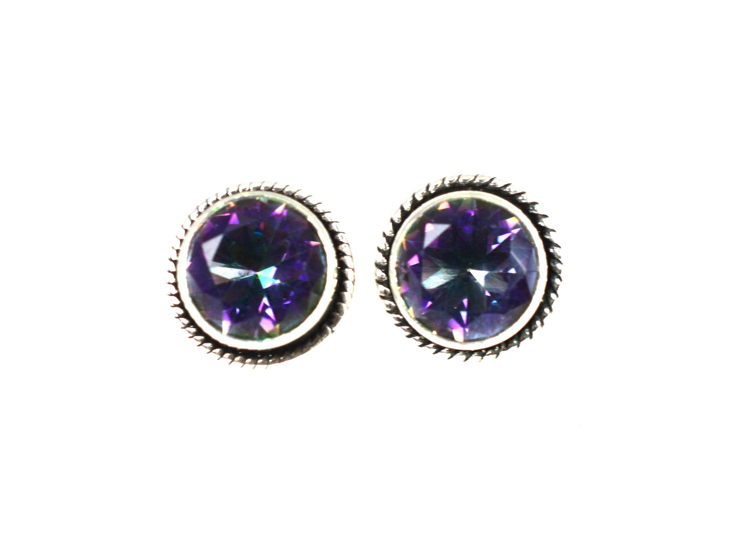 WHOLESALE 5PR 925 SOLID STERLING SILVER CUT MYSTIC TOPAZ STUD EARRING LOT