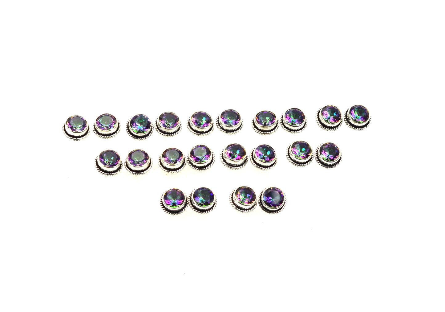WHOLESALE 11PR 925 SOLID STERLING SILVER CUT MUSTIC TOPAZ STUD EARRING LOT