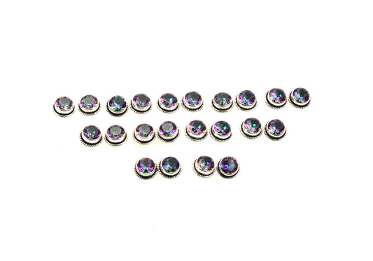WHOLESALE 11PR 925 SOLID STERLING SILVER CUT MUSTIC TOPAZ STUD EARRING LOT