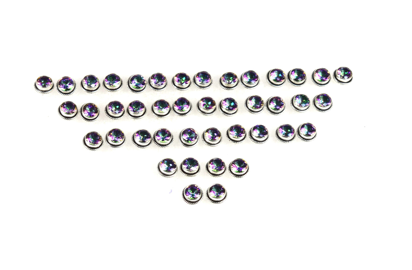 WHOLESALE 21PR 925 SOLID STERLING SILVER CUT MYSTIC TOPAZ STUD EARRING  LOT
