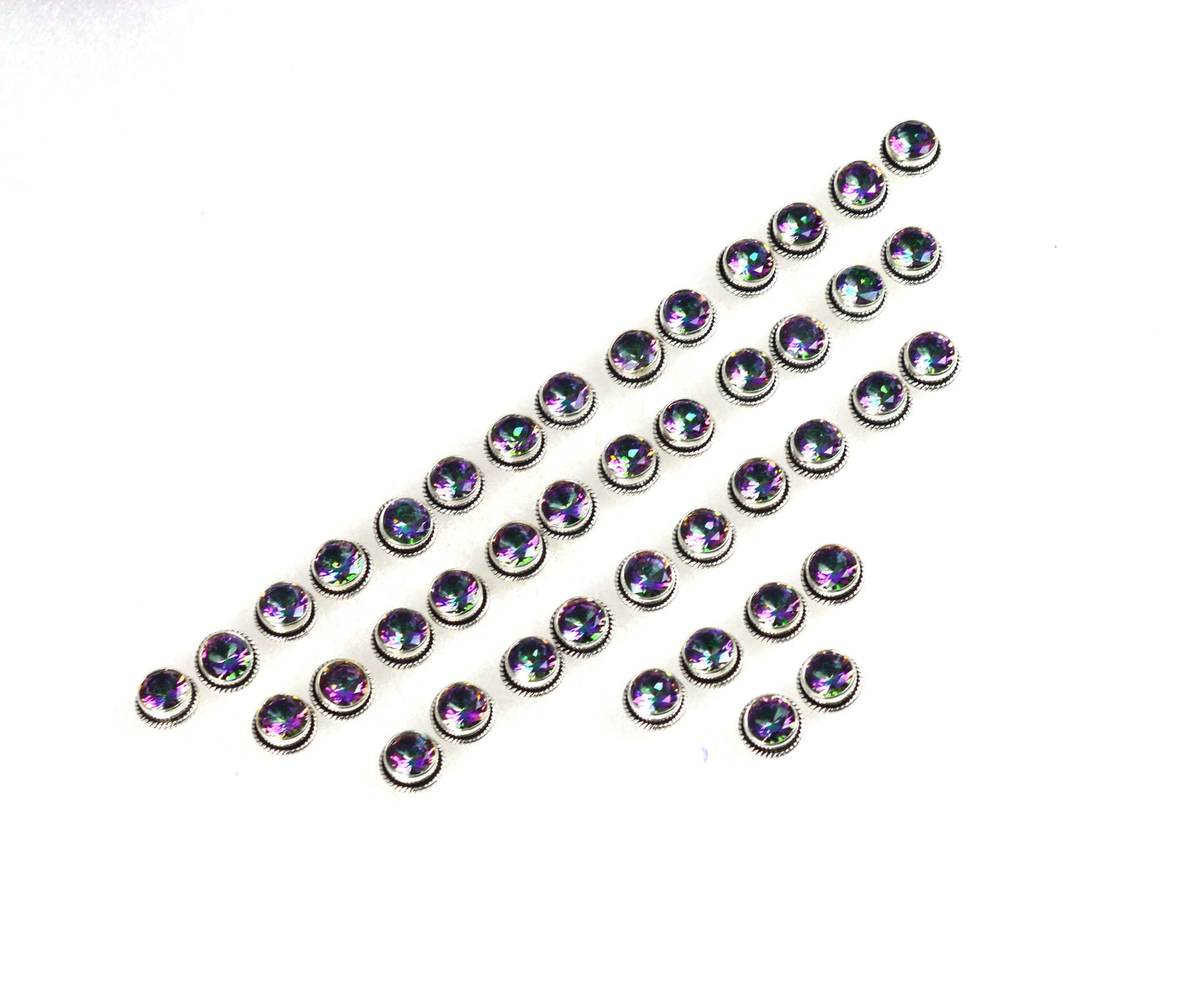 WHOLESALE 21PR 925 SOLID STERLING SILVER CUT MYSTIC TOPAZ STUD EARRING  LOT