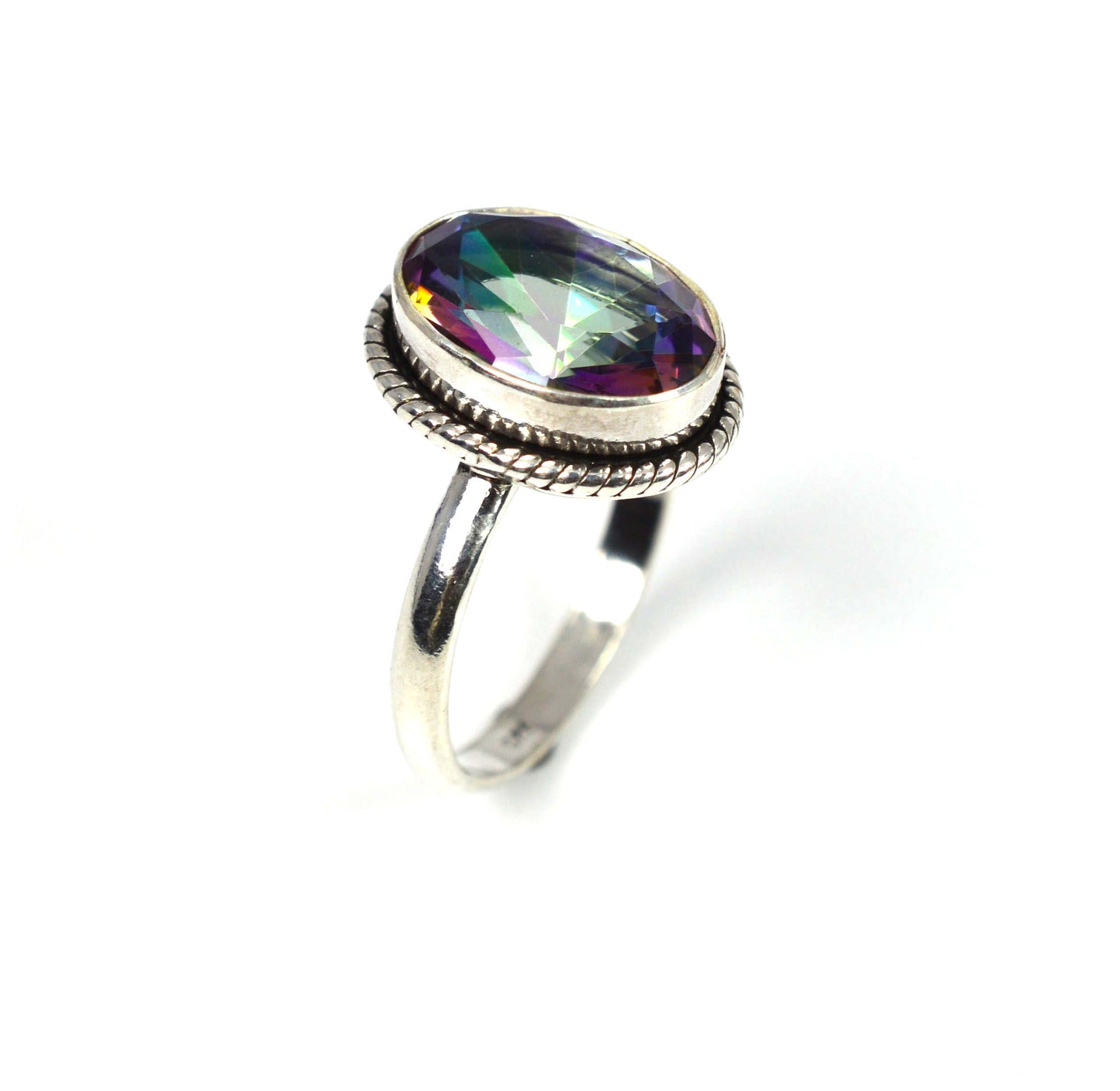 WHOLESALE 5PC 925 SOLID STERLING SILVER CUT MYSTIC TOPAZ RING LOT