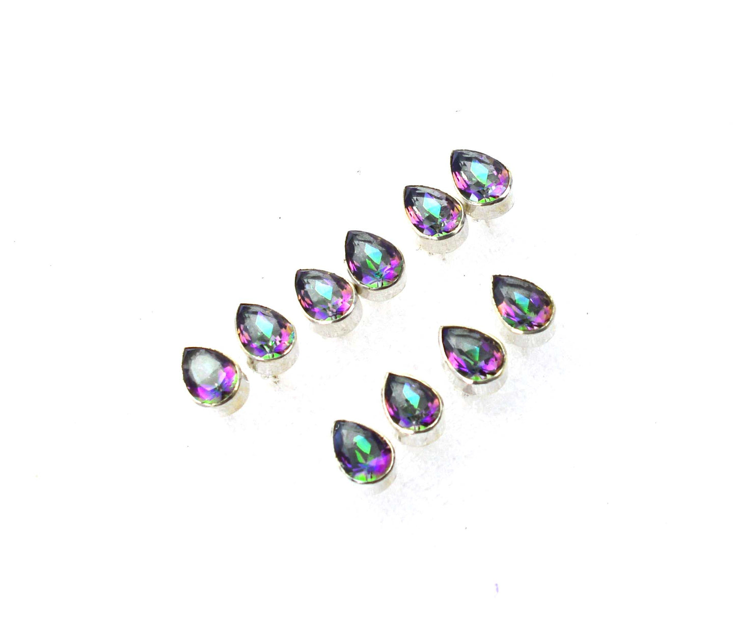 WHOLESALE 5PR 925 SOLID STERLING SILVER CUT MYSTIC TOPAZ STUD EARRING LOT