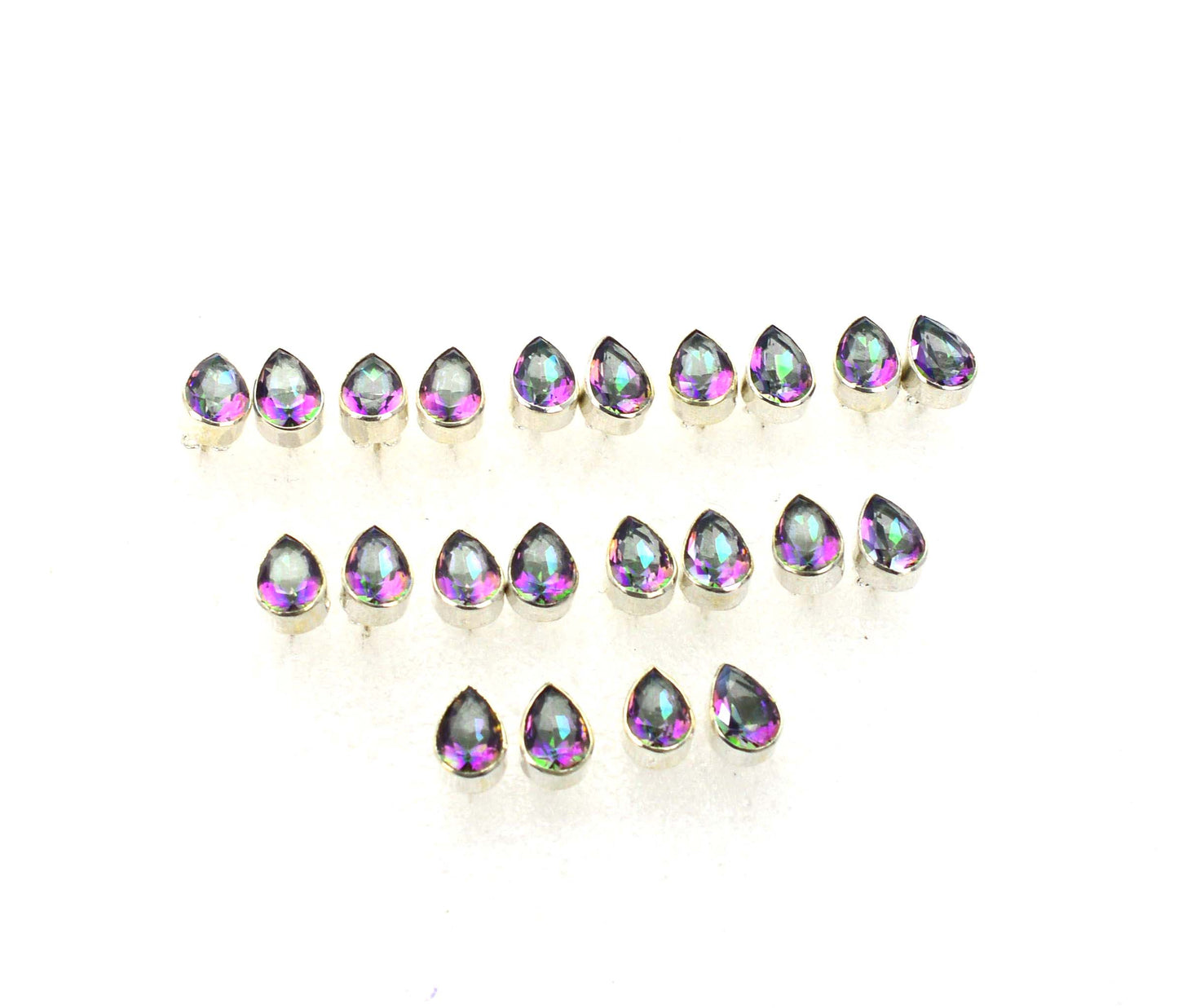 WHOLESALE 11PR 925 SOLID STERLING SILVER CUT MYSTIC TOPAZ STUD EARRING LOT