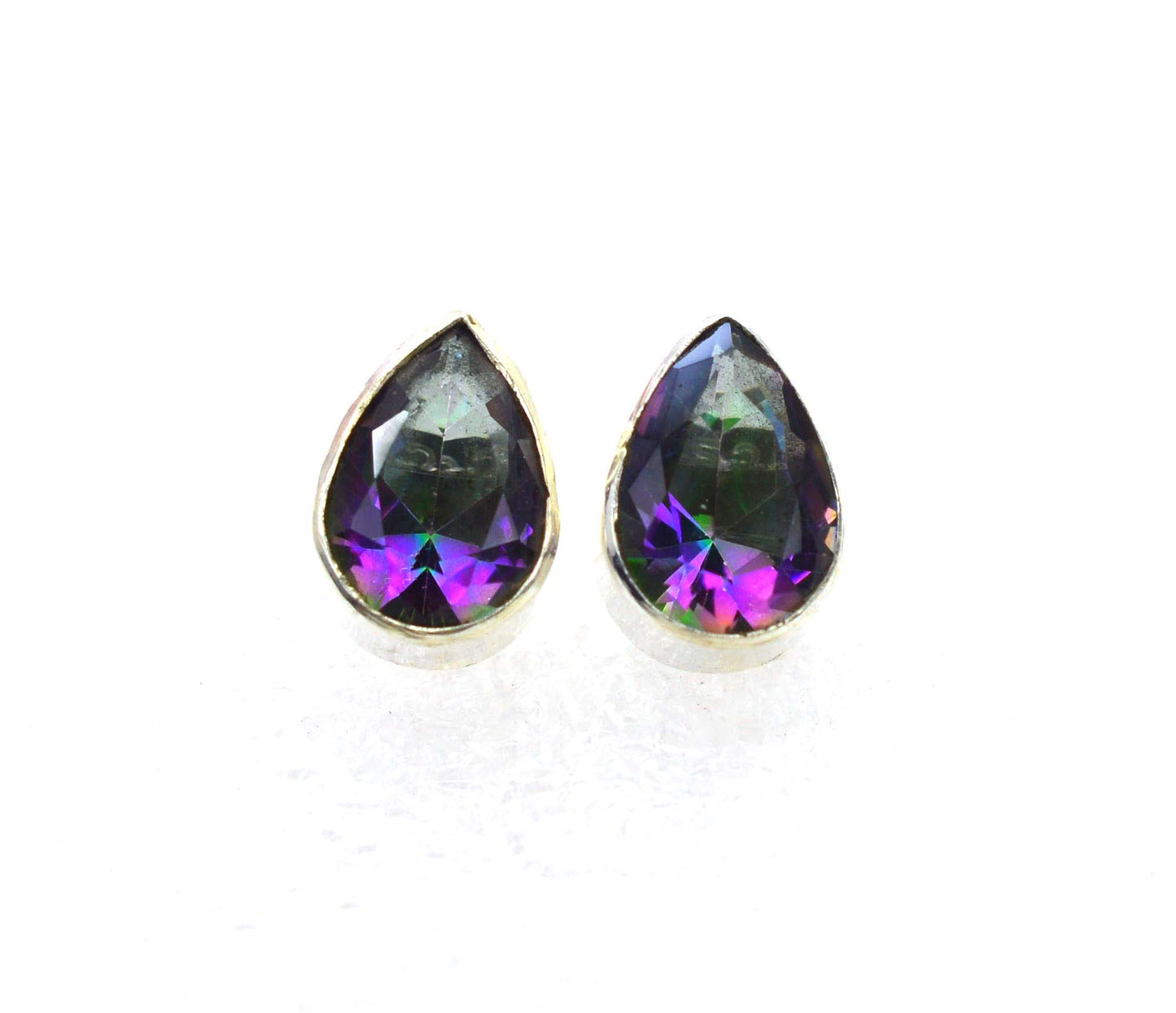 WHOLESALE 11PR 925 SOLID STERLING SILVER CUT MYSTIC TOPAZ STUD EARRING LOT