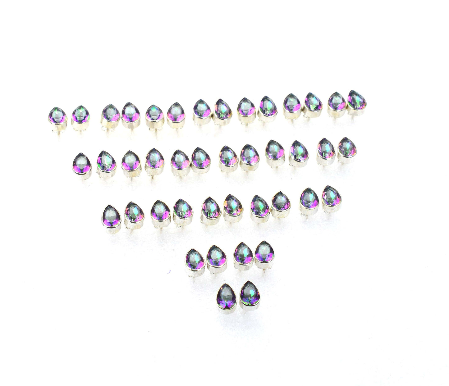 WHOLESALE 21PR 925 SOLID STERLING SILVER CUT MYSTIC TOPAZ STUD EARRING LOT