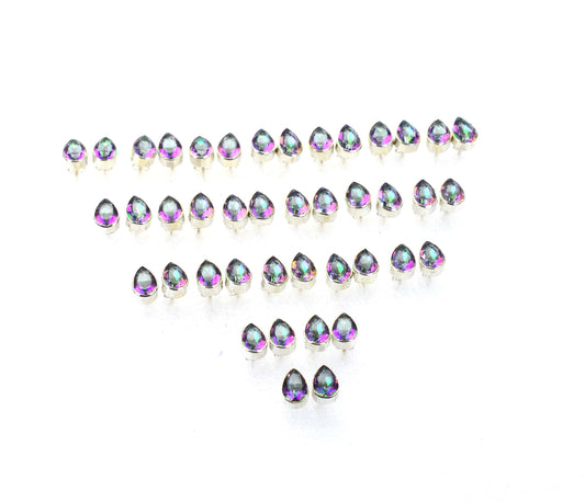 WHOLESALE 21PR 925 SOLID STERLING SILVER CUT MYSTIC TOPAZ STUD EARRING LOT