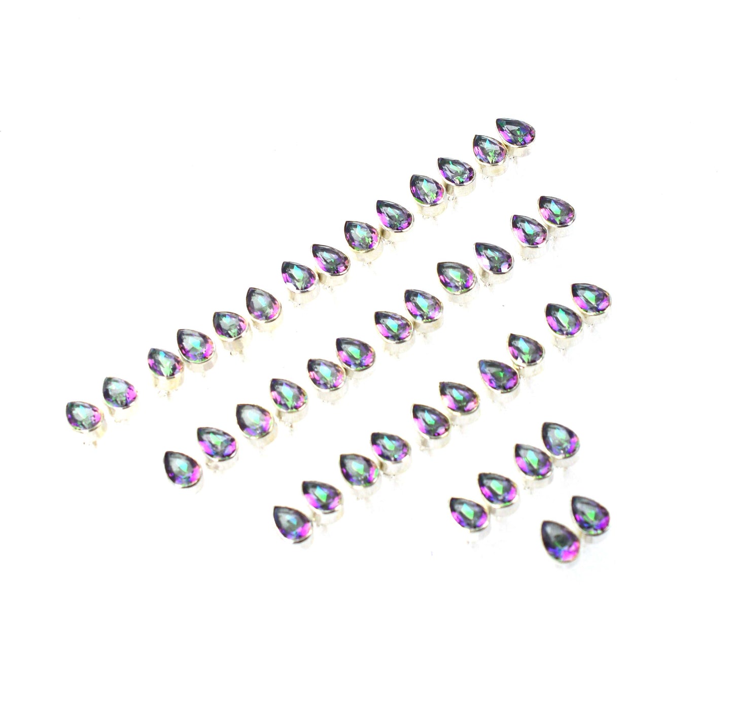 WHOLESALE 21PR 925 SOLID STERLING SILVER CUT MYSTIC TOPAZ STUD EARRING LOT