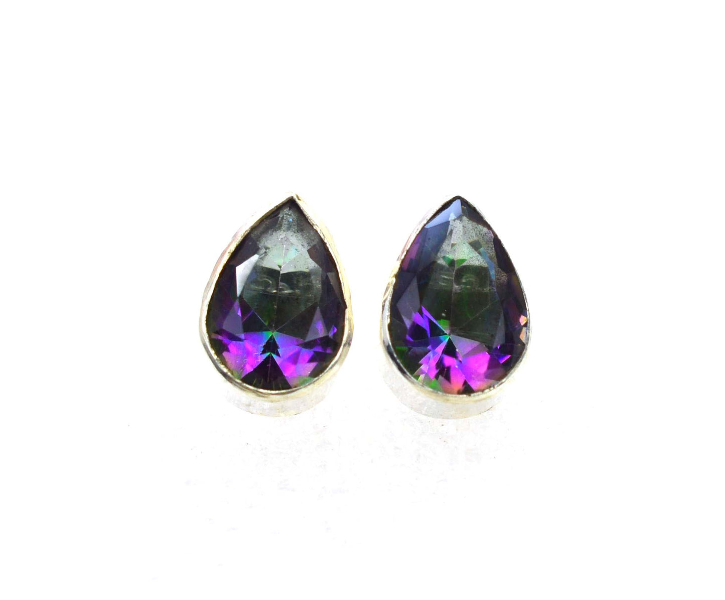 WHOLESALE 21PR 925 SOLID STERLING SILVER CUT MYSTIC TOPAZ STUD EARRING LOT