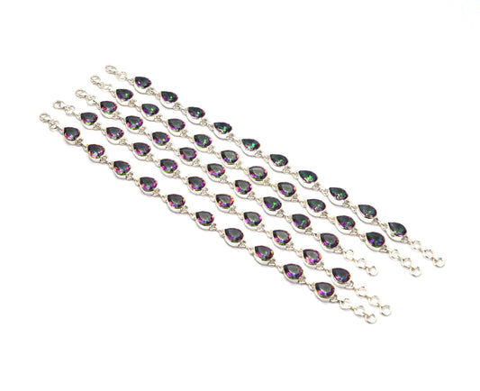 WHOLESALE 5PC 925 SOLID STERLING SILVER FACETED MYSTIC TOPAZ BRACELET LOT