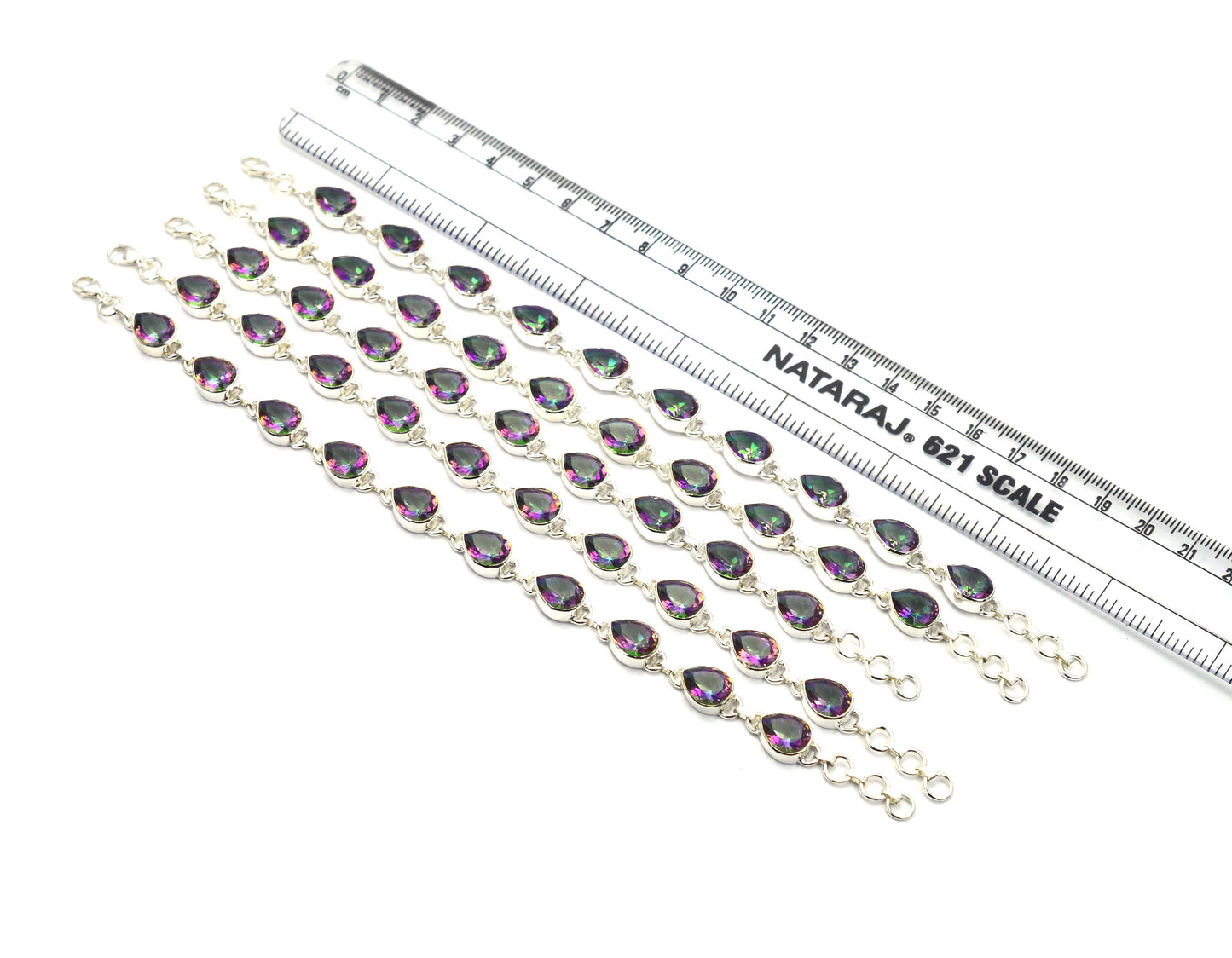 WHOLESALE 5PC 925 SOLID STERLING SILVER FACETED MYSTIC TOPAZ BRACELET LOT