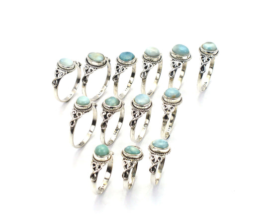 WHOLESALE 13PC 925 SOLID STERLING SILVER NATURAL BLUE LARIMAR RING LOT