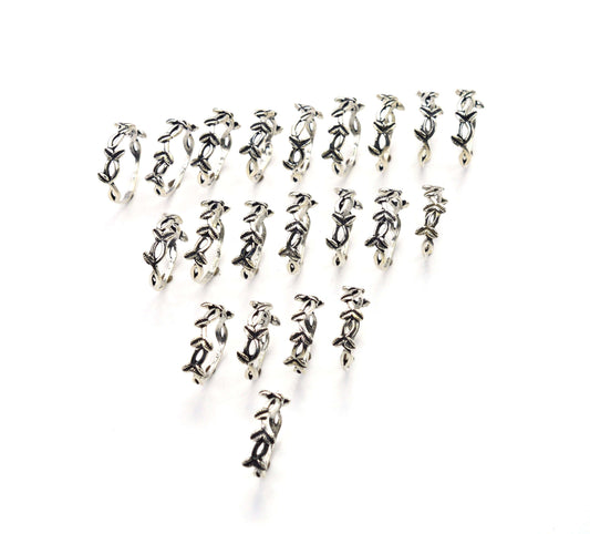 WHOLESALE 21PC 925 SOLID STERLING SILVER PLAIN FEATHER RING LOT