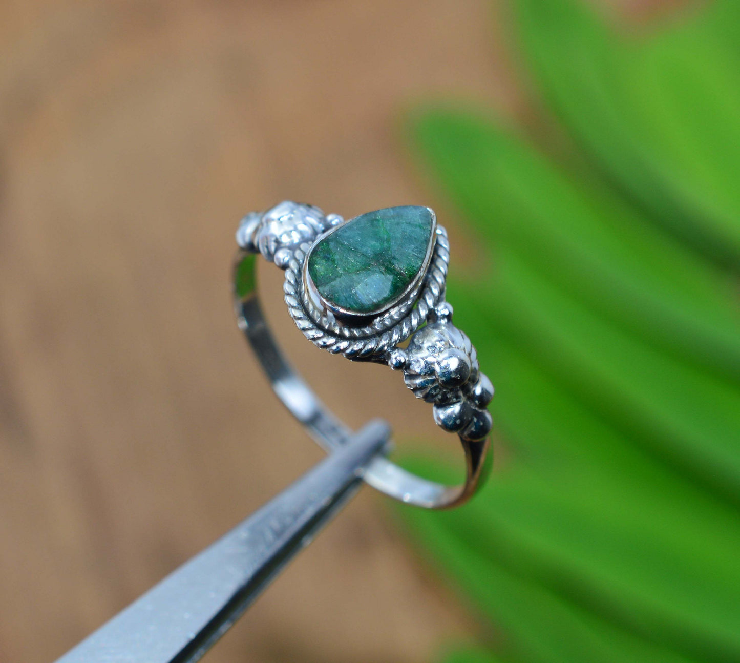 WHOLESALE 5PC 925 SOLID STERLING SILVER GREEN Simulated Emerald RING LOT