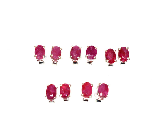 WHOLESALE 5PR 925 STERLING CUT Simulated Ruby STUD EARRING LOT