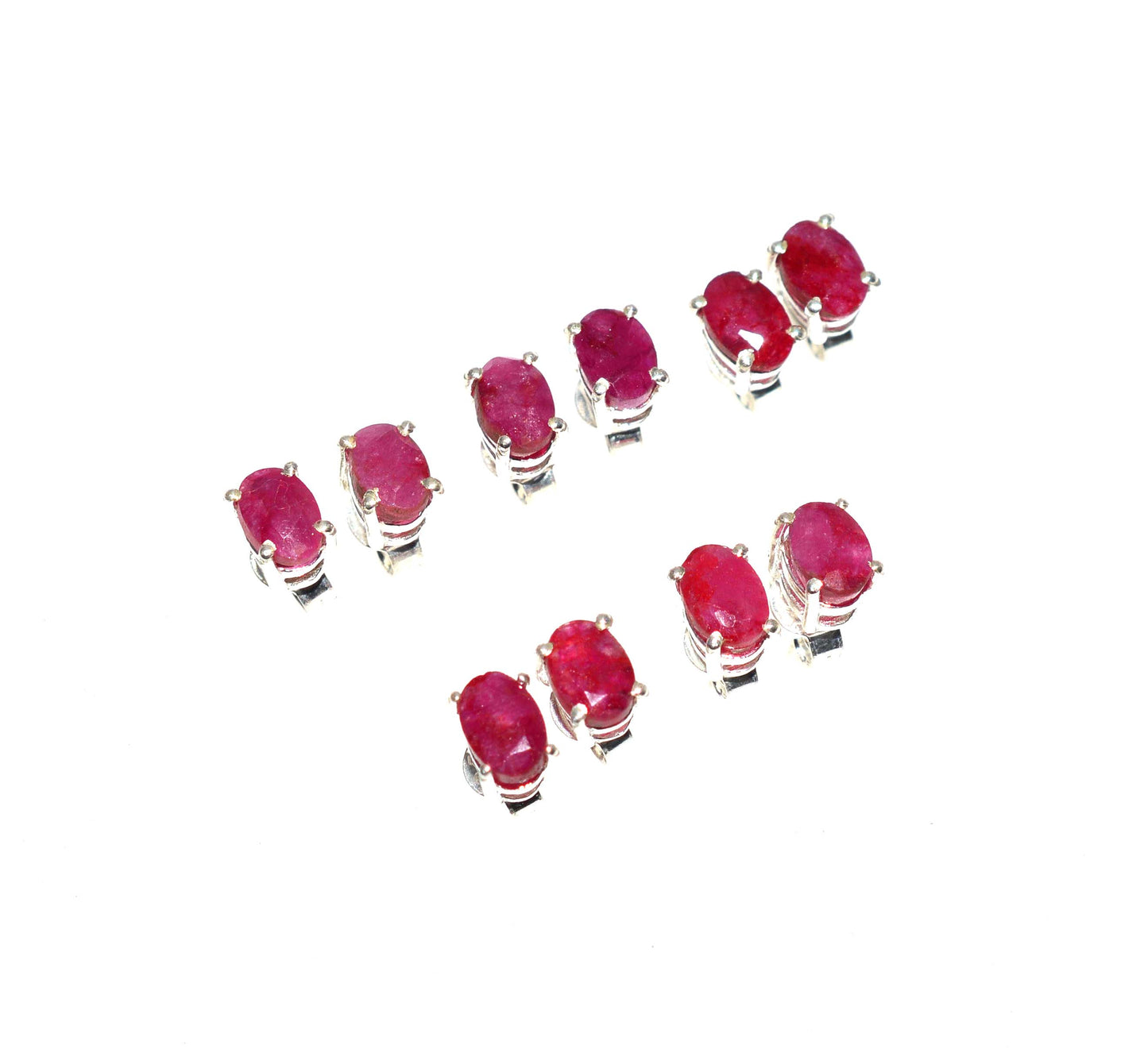 WHOLESALE 5PR 925 STERLING CUT Simulated Ruby STUD EARRING LOT