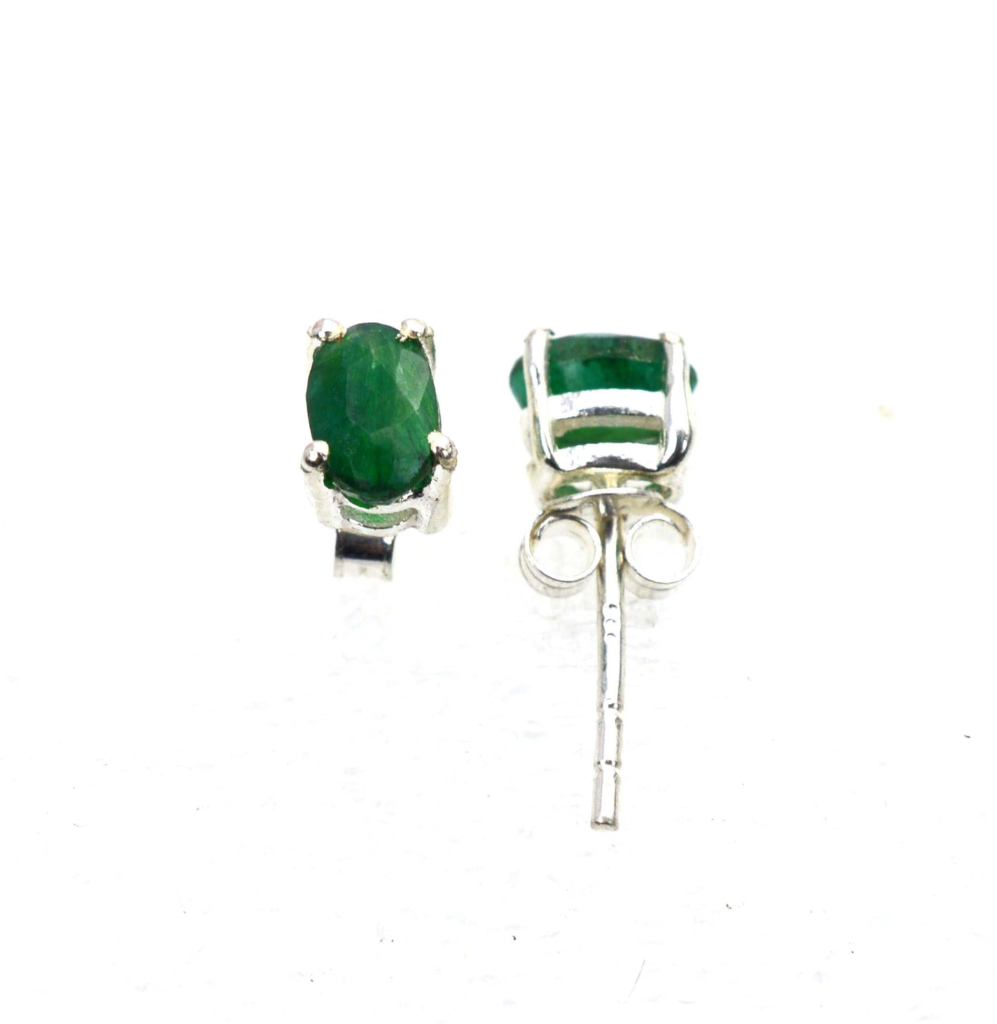 WHOLESALE 5PR 925STERLING SILVER GREEN Simulated Emerald STUD EARRING LOT