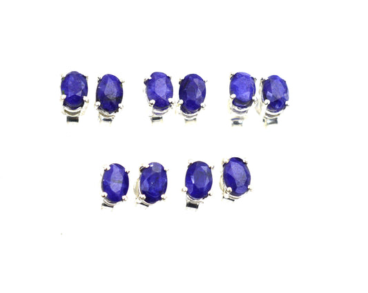 WHOLESALE 5PR 925 STERLING SILVER BLUE Simulated Sapphire STUD EARRING