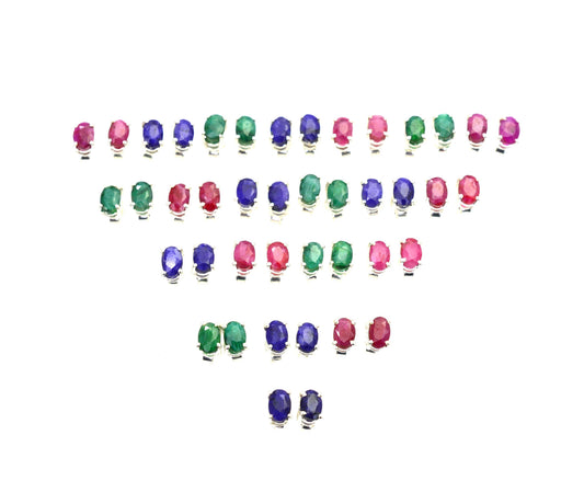 WHOLESALE 21PR 925 STERLING Simulated Ruby SAPPHIRE STUD EARRING LOT