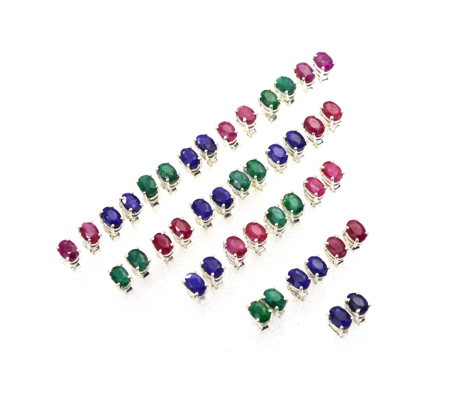 WHOLESALE 21PR 925 STERLING Simulated Ruby SAPPHIRE STUD EARRING LOT
