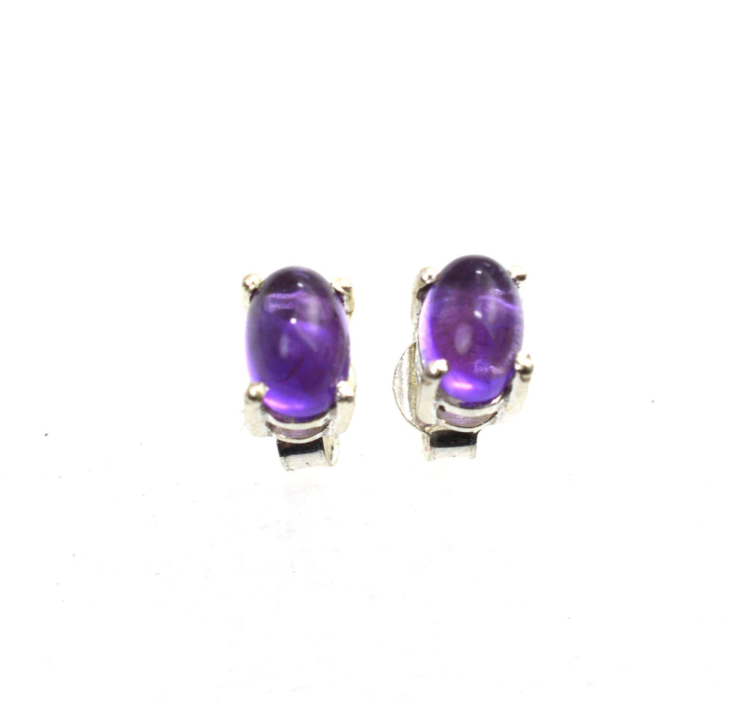 925 SOLID STERLING SILVER PURPLE AMETHYST STUD EARRING