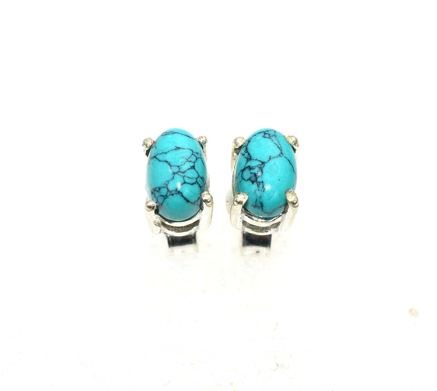 925 SOLID STERLING SILVER BLUE TURQUOISE STUD EARRING